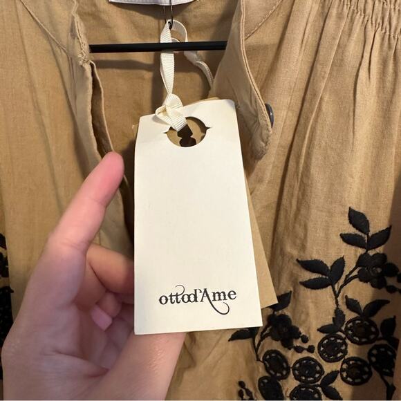 NWT Anthropologie Ottod’Ame Tan Black Cotton Embroidered Maxi Dress Small - Picture 12 of 16